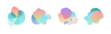 Soyut modern grafik öğeleri kümesi. Dinamik formlar ve satır renkli. Akan sıvı şekillerle degrade soyut afiş. Bir logo, afiş veya sununun tasarım şablonu. Vektör.