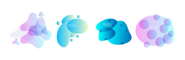 Set of abstract modern graphic elements. Dynamical colored forms and line. Gradient abstract banners with flowing liquid shapes. Template for the design of a logo, flyer or presentation. Vector.