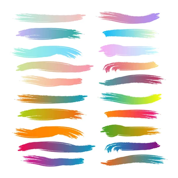 Set Colorful Lines Drawn Brush — Stock Vector
