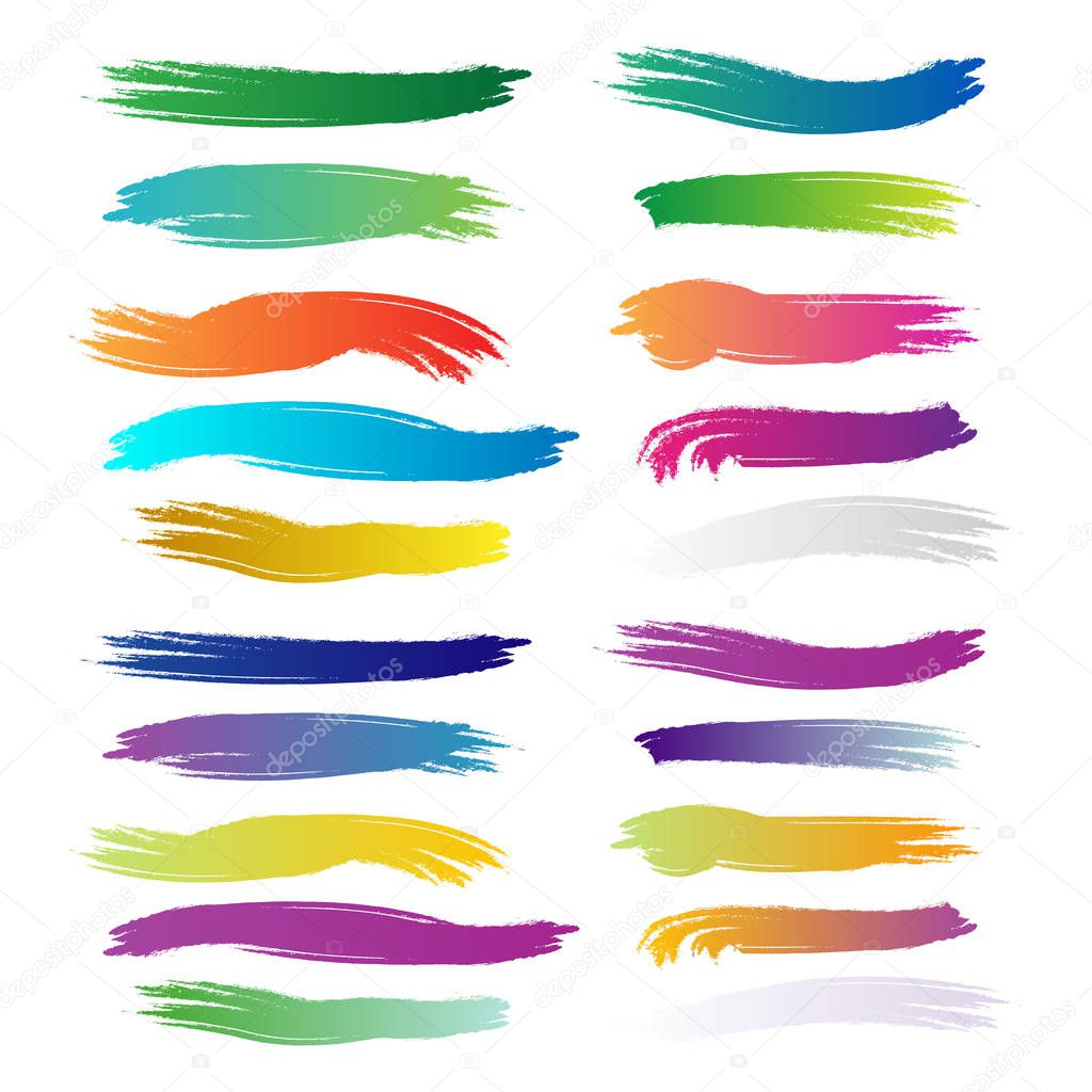 Set of colorful lines drawn with a brush
