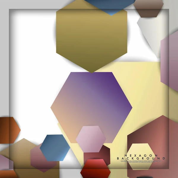 色石とレンガのグラデーションと影を持つ抽象的なベクトル六角形の背景 — ストックベクタ