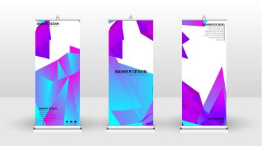 Dikey banner şablonu tasarımı. broşürler, kapaklar, yayınlar, vb. için üçgen tasarım arka plan deseni kavramı için kullanılabilir