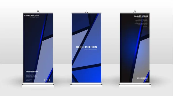 Diseño de plantilla de banner vertical. puede ser utilizado para folletos, portadas, publicaciones, etc. El concepto de fondo tecnológico en azul — Vector de stock