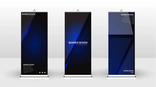 Design vertikaler Banner-Vorlagen. kann für Broschüren, Cover, Veröffentlichungen usw. verwendet werden. das Konzept des Technologiehintergrundes in blau — Stockvektor