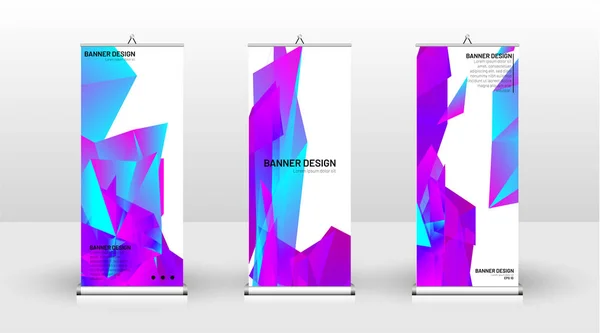 Diseño de plantilla de banner vertical. puede ser utilizado para folletos, portadas, publicaciones, etc. el concepto de un patrón de fondo de diseño triangular — Archivo Imágenes Vectoriales