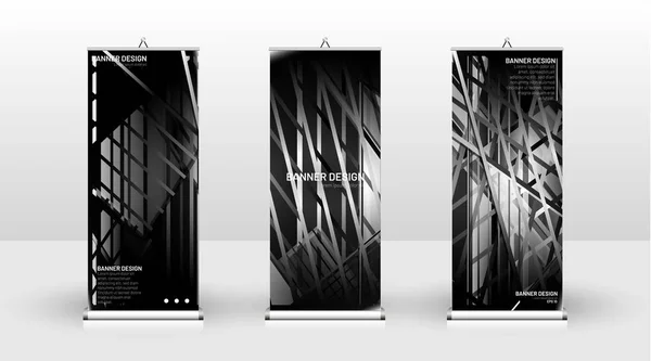 Vertikal banner mall design. kan användas för broschyrer, omslag, publikationer, etc. grå och svart bakgrund och textur mönster — Stock vektor