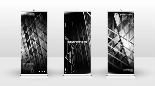 Modèle de bannière verticale. peut être utilisé pour les brochures, couvertures, publications, etc.gris et fond noir et motifs de texture — Image vectorielle