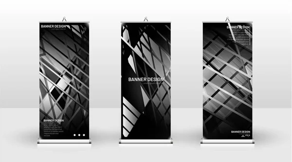 Modèle de bannière verticale. peut être utilisé pour les brochures, couvertures, publications, etc.gris et fond noir et motifs de texture — Image vectorielle