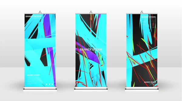 Diseño de plantilla de banner vertical. puede ser utilizado para folletos, portadas, publicaciones, etc. Diseño de fondo de vector de salpicadura de onda colorida . — Vector de stock