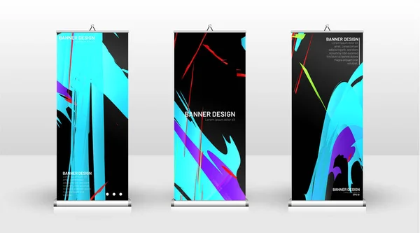 Vertical banner template design. can be used for brochures, covers, publications, etc. Colorful wave splash vector background design. — Stock Vector