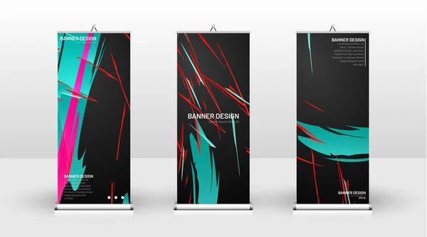 Vertical banner template design. can be used for brochures, covers, publications, etc. Colorful wave splash vector background design. — Stock Vector
