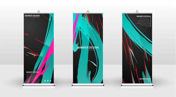 Vertical banner template design. can be used for brochures, covers, publications, etc. Colorful wave splash vector background design. — Stock Vector