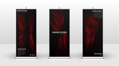 Dikey banner şablonu tasarımı. broşürler, kapaklar, yayınlar, vb dalgalı çizgiler vektör kırmızı ve siyah arka plan için kullanılabilir.