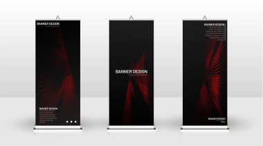 Dikey banner şablonu tasarımı. broşürler, kapaklar, yayınlar, vb dalgalı çizgiler vektör kırmızı ve siyah arka plan için kullanılabilir.