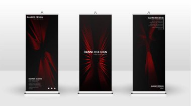 Dikey banner şablonu tasarımı. broşürler, kapaklar, yayınlar, vb dalgalı çizgiler vektör kırmızı ve siyah arka plan için kullanılabilir.