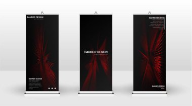 Dikey banner şablonu tasarımı. broşürler, kapaklar, yayınlar, vb dalgalı çizgiler vektör kırmızı ve siyah arka plan için kullanılabilir.