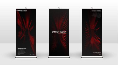 Dikey banner şablonu tasarımı. broşürler, kapaklar, yayınlar, vb dalgalı çizgiler vektör kırmızı ve siyah arka plan için kullanılabilir.
