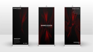 Dikey banner şablonu tasarımı. broşürler, kapaklar, yayınlar, vb dalgalı çizgiler vektör kırmızı ve siyah arka plan için kullanılabilir.