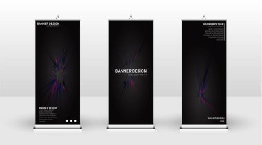 Dikey banner şablonu tasarımı. broşürler, kapaklar, yayınlar, vb siyah arka plan desen doku fütüristik geometrik sanat için kullanılabilir