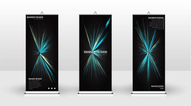 Dikey banner şablonu tasarımı. broşürler, kapaklar, yayınlar, vb siyah arka plan desen doku fütüristik geometrik sanat için kullanılabilir