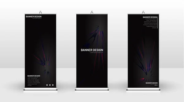 Diseño de plantilla de banner vertical. puede ser utilizado para folletos, cubiertas, publicaciones, etc.black fondo patrón textura futurista arte geométrico — Vector de stock