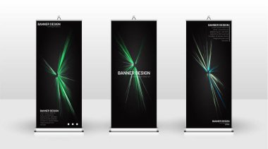 Dikey banner şablonu tasarımı. broşürler, kapaklar, yayınlar, vb siyah arka plan desen doku fütüristik geometrik sanat için kullanılabilir