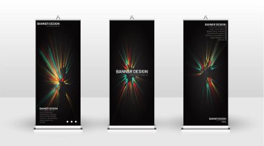 Dikey banner şablonu tasarımı. broşürler, kapaklar, yayınlar, vb siyah arka plan desen doku fütüristik geometrik sanat için kullanılabilir