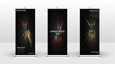 Dikey banner şablonu tasarımı. broşürler, kapaklar, yayınlar, vb siyah arka plan desen doku fütüristik geometrik sanat için kullanılabilir