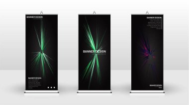 Dikey banner şablonu tasarımı. broşürler, kapaklar, yayınlar, vb siyah arka plan desen doku fütüristik geometrik sanat için kullanılabilir