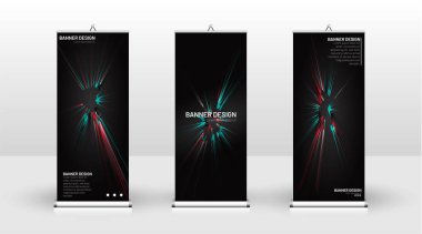 Dikey banner şablonu tasarımı. broşürler, kapaklar, yayınlar, vb siyah arka plan desen doku fütüristik geometrik sanat için kullanılabilir
