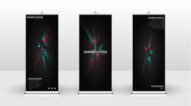Dikey banner şablonu tasarımı. broşürler, kapaklar, yayınlar, vb siyah arka plan desen doku fütüristik geometrik sanat için kullanılabilir