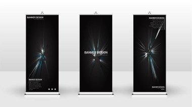 Dikey banner şablonu tasarımı. broşürler, kapaklar, yayınlar, vb siyah arka plan desen doku fütüristik geometrik sanat için kullanılabilir