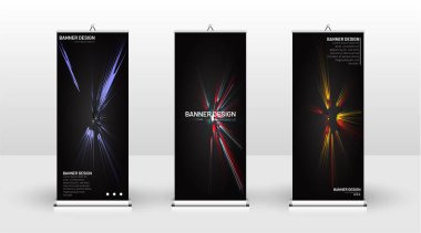 Dikey banner şablonu tasarımı. broşürler, kapaklar, yayınlar, vb siyah arka plan desen doku fütüristik geometrik sanat için kullanılabilir