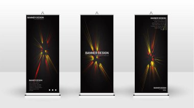 Dikey banner şablonu tasarımı. broşürler, kapaklar, yayınlar, vb siyah arka plan desen doku fütüristik geometrik sanat için kullanılabilir