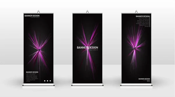 Diseño de plantilla de banner vertical. puede ser utilizado para folletos, cubiertas, publicaciones, etc.black fondo patrón textura futurista arte geométrico — Vector de stock