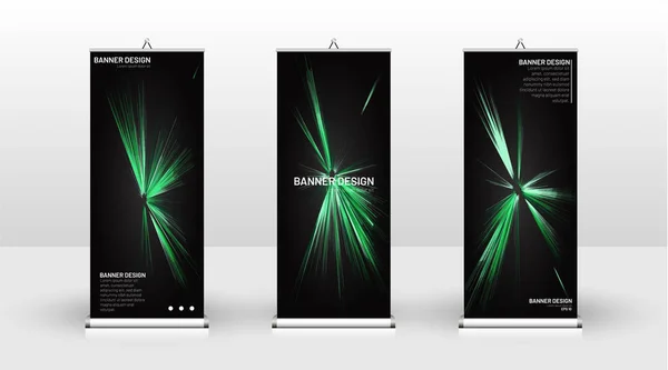 Diseño de plantilla de banner vertical. puede ser utilizado para folletos, cubiertas, publicaciones, etc.black fondo patrón textura futurista arte geométrico — Vector de stock