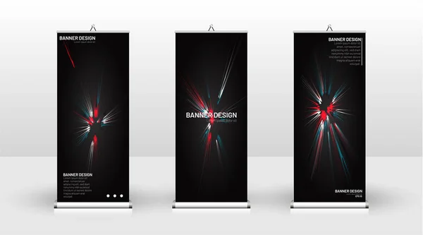 Diseño de plantilla de banner vertical. puede ser utilizado para folletos, cubiertas, publicaciones, etc.black fondo patrón textura futurista arte geométrico — Vector de stock