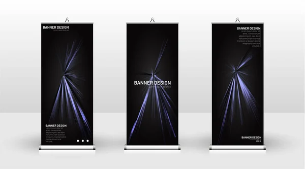 Vertical banner template design. can be used for brochures, covers, publications, etc.black background pattern texture futuristic geometric art — Stock Vector