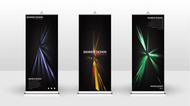 Dikey banner şablonu tasarımı. broşürler, kapaklar, yayınlar, vb siyah arka plan desen doku fütüristik geometrik sanat için kullanılabilir