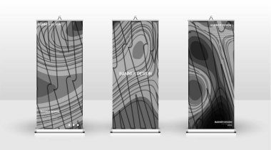 Dikey banner şablonu tasarımı. broşürler, kapaklar, yayınlar vb. için kullanılabilir. Bir dalga arka plan ahşap desen kavramı