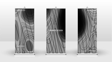 Dikey banner şablonu tasarımı. broşürler, kapaklar, yayınlar vb. için kullanılabilir. Bir dalga arka plan ahşap desen kavramı