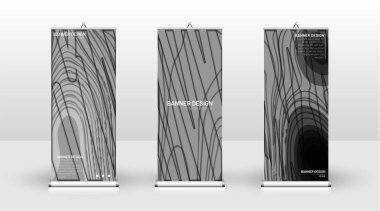 Dikey banner şablonu tasarımı. broşürler, kapaklar, yayınlar vb. için kullanılabilir. Bir dalga arka plan ahşap desen kavramı