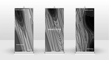 Dikey banner şablonu tasarımı. broşürler, kapaklar, yayınlar vb. için kullanılabilir. Bir dalga arka plan ahşap desen kavramı