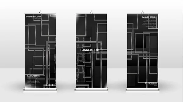 Diseño de plantilla de banner vertical. puede ser utilizado para folletos, portadas, publicaciones, etc. Formas geométricas diseño vectorial de fondos modernos — Vector de stock