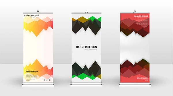 Vertical banner template design. can be used for brochures, covers, publications, etc. futuristic background patterns geometric concepts, colorful creative designs — Stock Vector