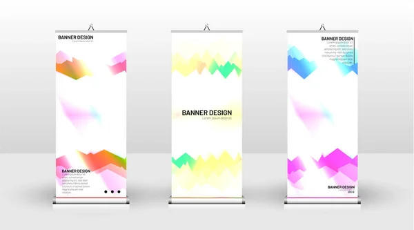 Design vertikaler Banner-Vorlagen. kann für Broschüren, Cover, Veröffentlichungen usw. verwendet werden. futuristische Hintergrundmuster geometrische Konzepte, farbenfrohe kreative Designs — Stockvektor
