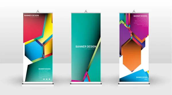 Vertical banner template design. can be used for brochures, covers, publications, etc. Concept of a colorful geometric vector background design — Stock Vector