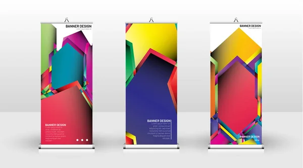 Design de modelo de banner vertical. pode ser usado para brochuras, capas, publicações, etc. Conceito de um desenho colorido de fundo vetorial geométrico — Vetor de Stock