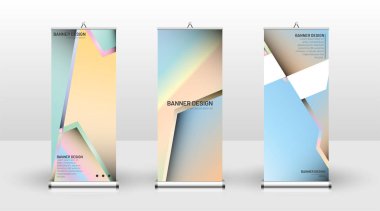 Dikey banner şablonu tasarımı. broşürler, kapaklar, yayınlar vb. için kullanılabilir. Renkli vektör arka plan tasarımı.