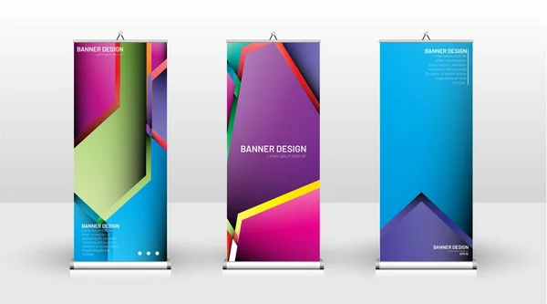 Design de modelo de banner vertical. pode ser usado para brochuras, capas, publicações, etc. Conceito de um desenho colorido de fundo vetorial geométrico — Vetor de Stock